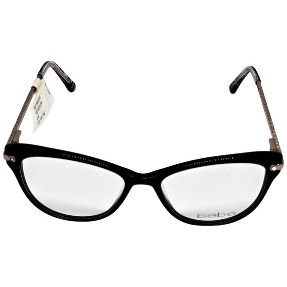 Bebe BB4181 Jet Black Eyeglass Frames 52-16-135 Women’s Cat Eye Rhinestone Glass - Picture 2 of 9